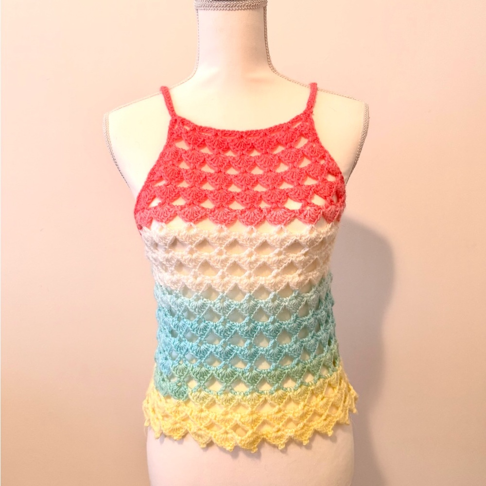 Multicolor Crochet Halter Top
